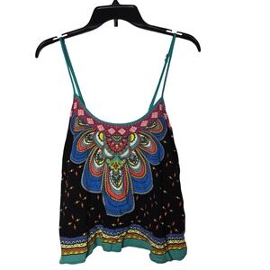 Swell Womens Medallion Cami Tank Top Large Boho Y2K Hippie Festival Summer Indie